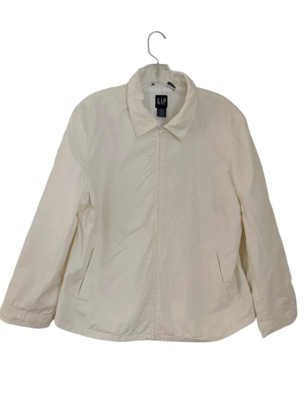 Vintage Y2K Gap White Zip Jacket Minimalist Lightweight Coat Size L